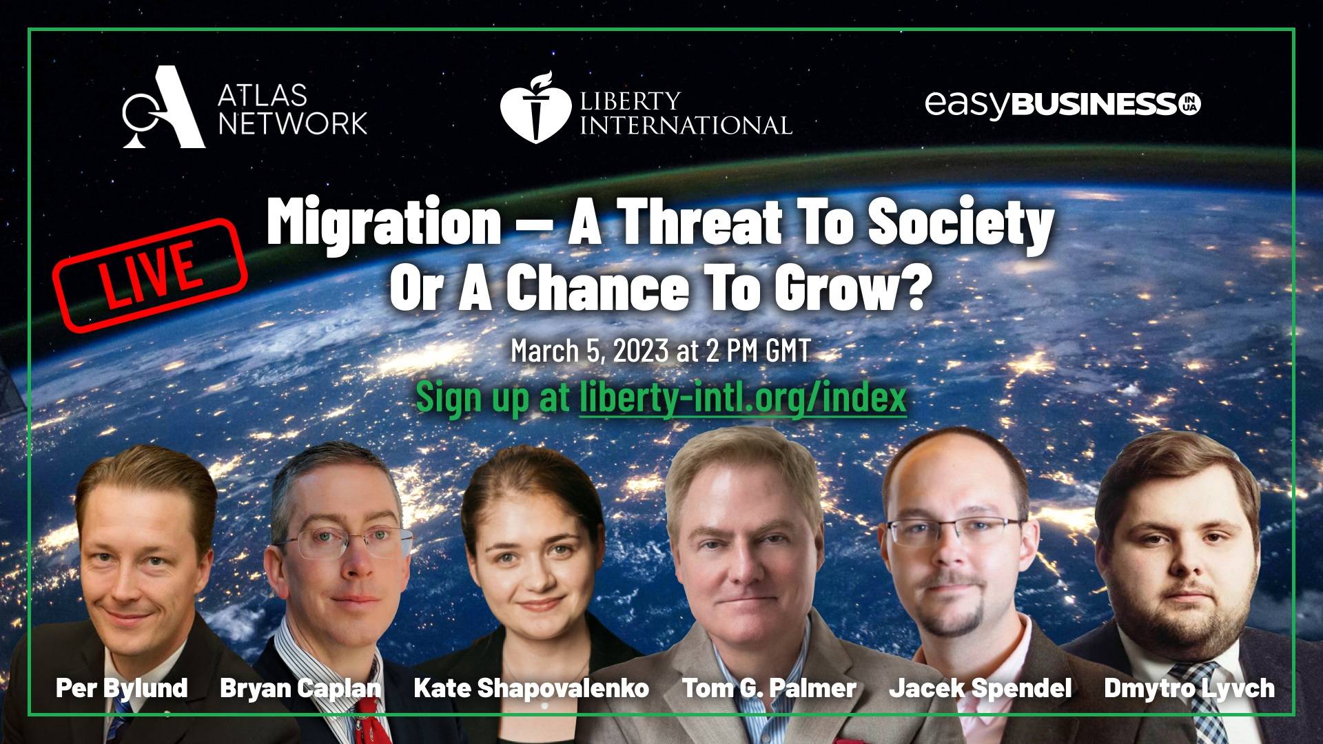 Migration – a threat to society or a chance to grow? (live event with Bylund, Caplan, Palmer, Spendel, Shapovalenko and more)